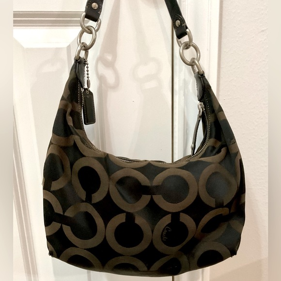 Coach Madison Op Art Satin Hailey Brown Shoulder Bag 14337 - Picture 3 of 7